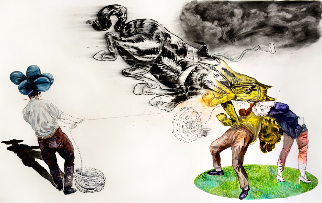 le Déluge est là , térrible, inévitable- technique mixte sur papier 152x240 - 2022