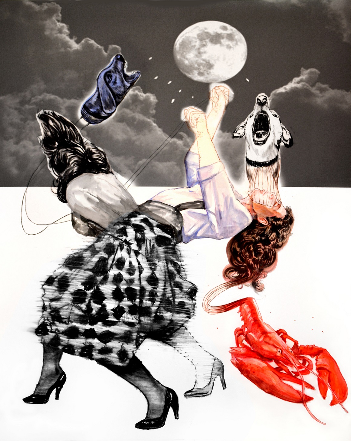 L'oeil du ciel borgne - Tech.mixte sur papier - 150x120 - 2016 ( Collection fondation kamel Lazaar)